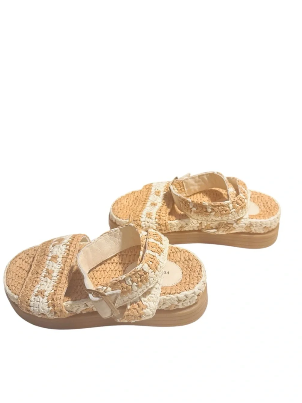 Free People Roma Raffia Sandals Size 9 Woven Platform Ankle Strap Boho Summer - Picture 7 of 11